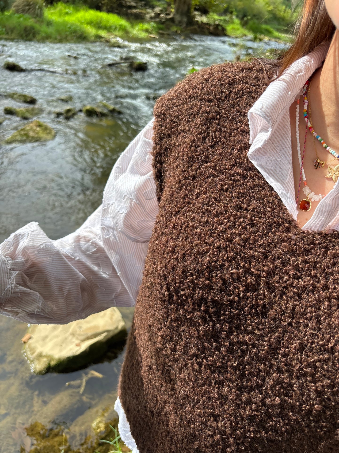 Pull sans manches Capri marron