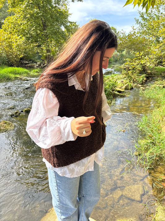 Pull sans manches Capri marron