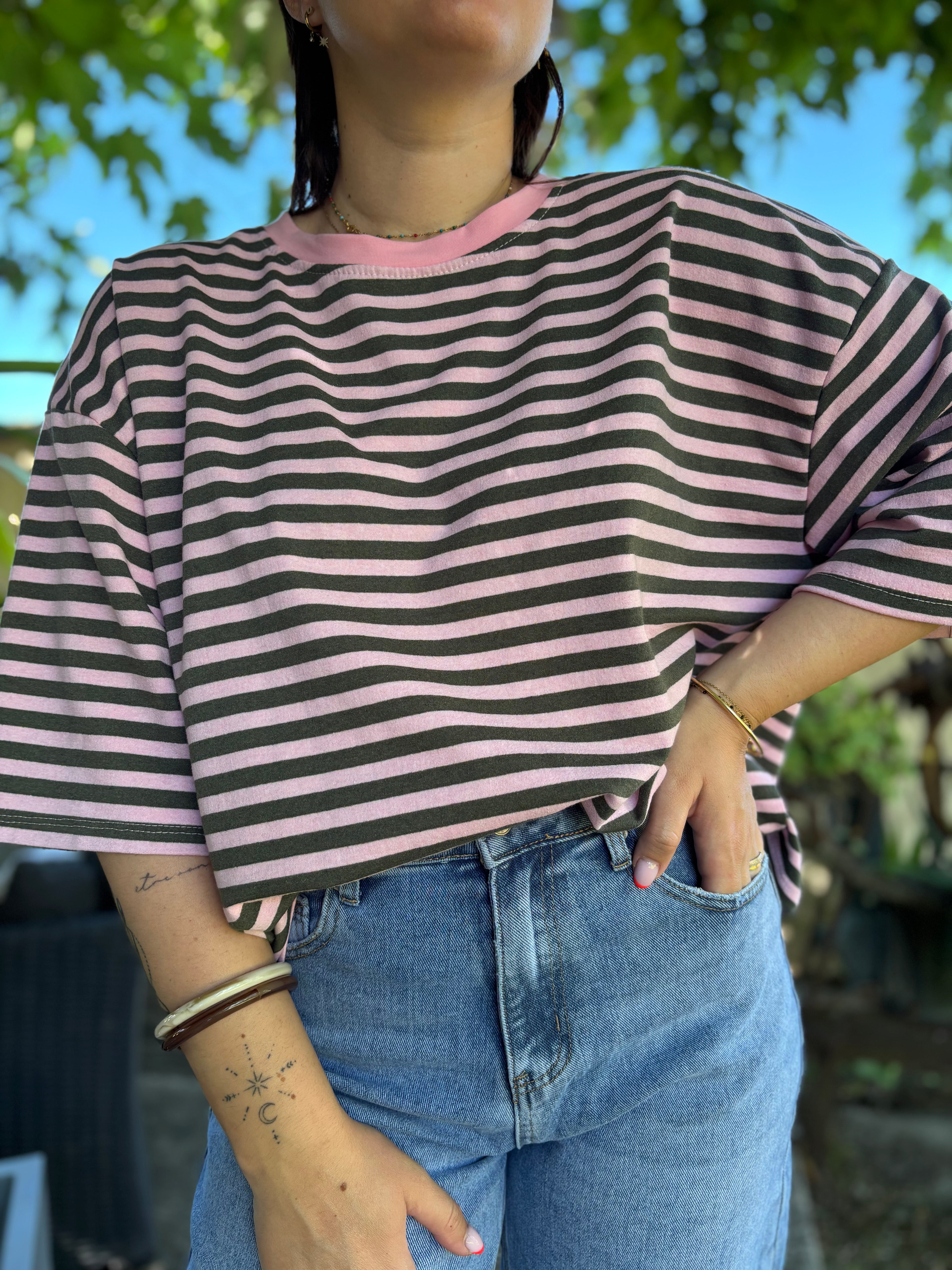 T-shirt Paul rose/marron