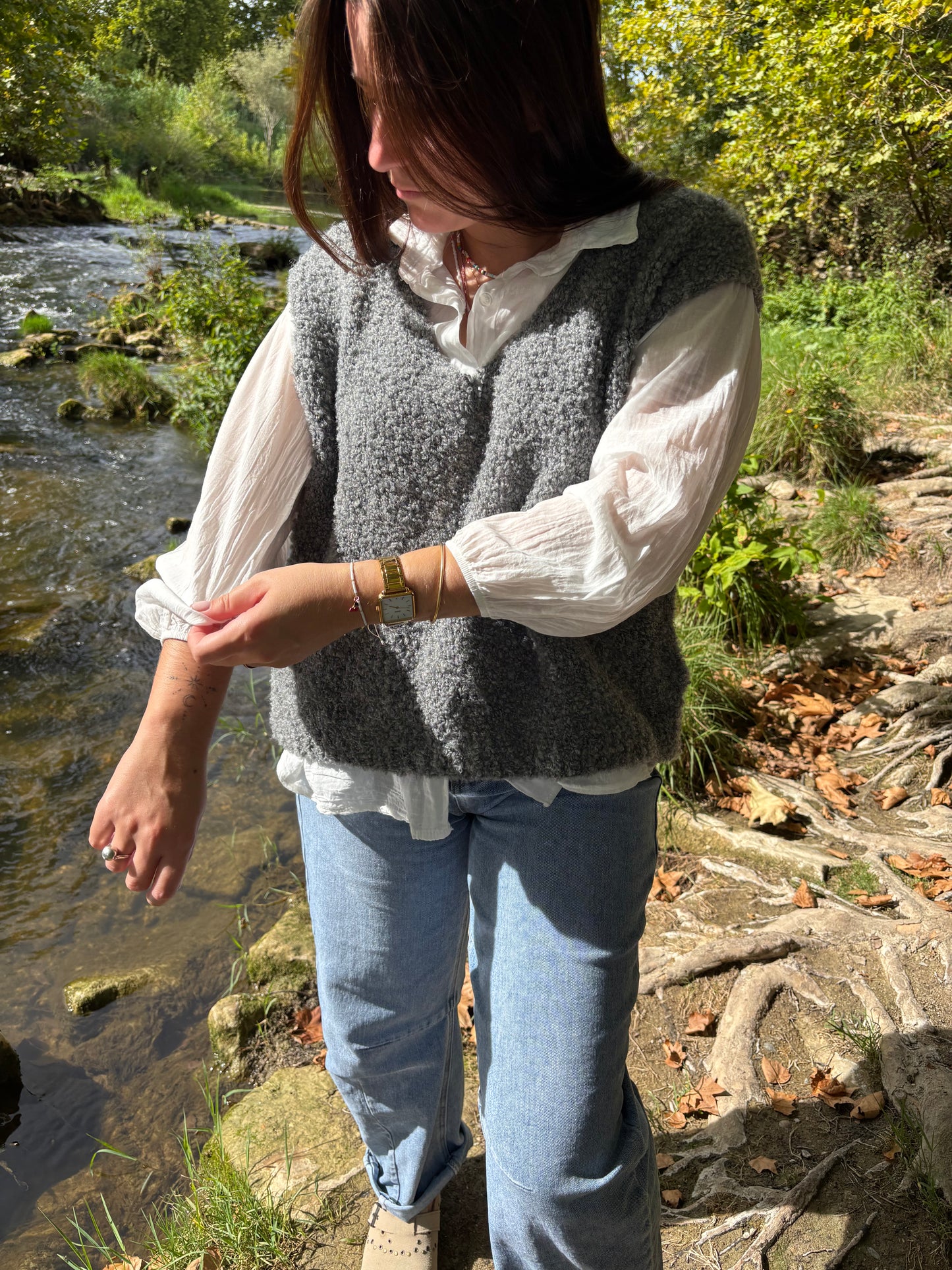 Pull sans manches Capri gris