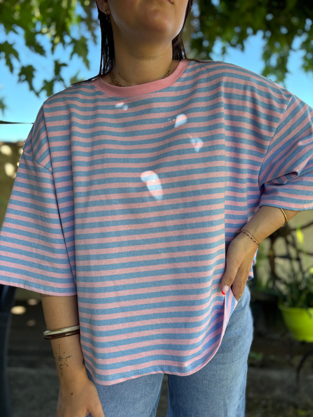 T-shirt Paul rose/bleu